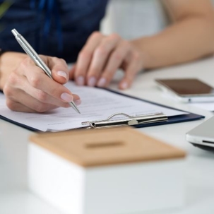 A women doing paperwork